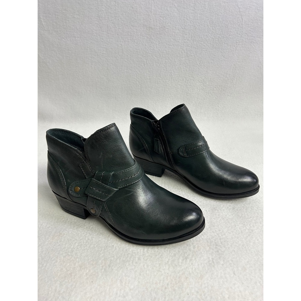Moto Biker Edgy Miz Mooz Womens 39 Green Bennet Leather Ankle Bootie
